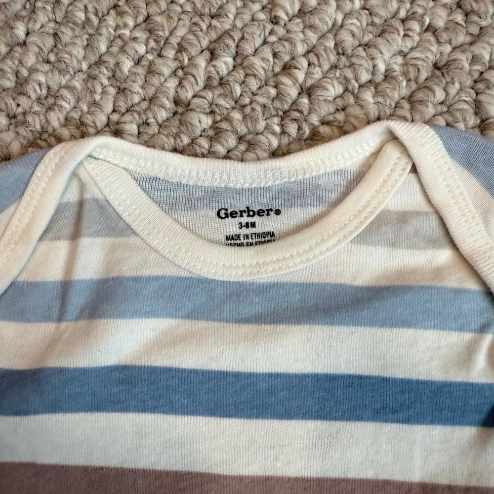 Gerber Onesies Size 3-6M Long Sleeve Bodysuit Bundle Stripe Dinosaur Cotton Baby